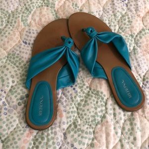 Teal colored sandals
